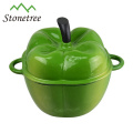 Nueva venta al por mayor de esmalte verde en forma de olla de hierro fundido calabaza Cocotte